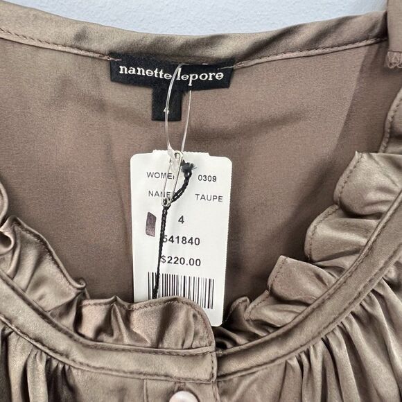 nwt Nanette Lepore, Size 4, Taupe/Bronze Silk Tank - Picture 3 of 4